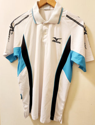 二手魚【全新Mizuno PoLo衫上衣/有彈性、舒適、透氣、好穿】白色、水藍色很好看~~搭牛仔褲就很好看---79元~