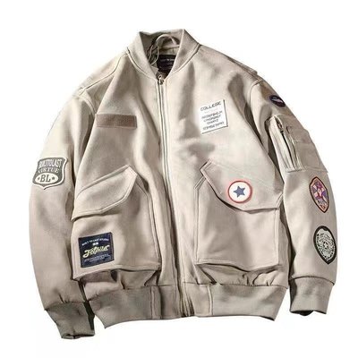 聯名好物-春新INS潮牌MA1空軍飛行員夾克棒球服男潮流徽章工裝外套-全域代購