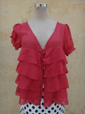 jacob00765100 ~ 正品 日本品牌 ef-de 橘紅色 雪紡罩衫 size:9