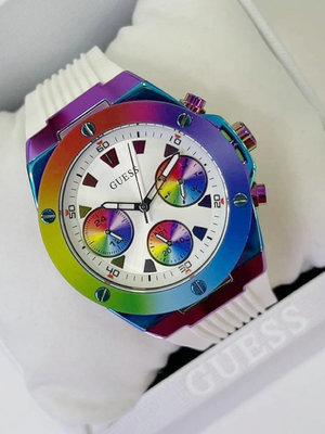 GUESS gride 白色面錶盤 白色矽膠錶帶 石英 女士手錶 GW0030L6