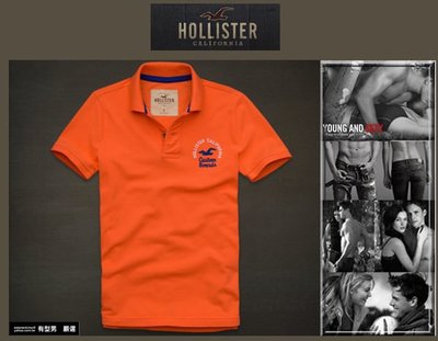 有型男~ A&amp;F 副牌 Hollister 2013 春夏精典海鷗logo Embarcadero Polo orange 粉橘 真品 現貨 S M L XL