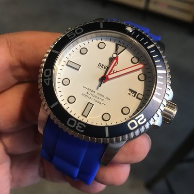 【錶帶家】20mm 或 22mm 代用浪琴 SEIKO OMEGA DEEP BLUE 圓弧彎頭矽膠錶帶含不鏽鋼安全扣