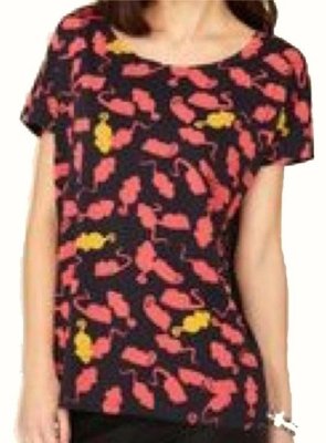 （出清）Marc by Marc Jacobs 深藍底紅/黃可愛小老鼠? 短袖T恤，黃色小老鼠 ?有貼上 ?尺寸US/S（偏大）秘魯製，使用極品棉質彈性佳