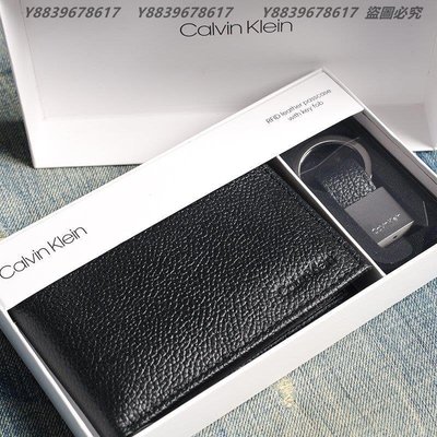 美國正品 Calvin Klein簡約錢包男士CK原裝禮盒短款皮夾送鑰匙扣