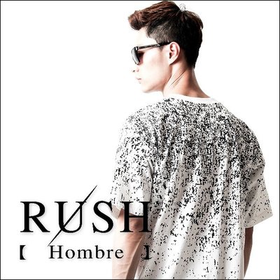 RUSH Hombre (曼谷空運 現貨) 中性設計師款漸層噴墨造型長版短袖上衣-白 (男女皆可) (原價780)