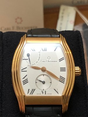 已出售錶友收藏 Carl F. Bucherer 寶齊萊酒桶型18K 750 玫瑰金 動力儲存顯示 手動上鍊機械錶
