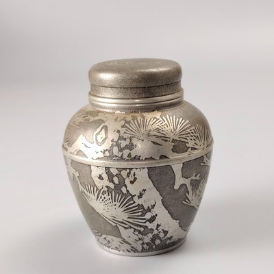 日本回流老茶葉罐，錫茶葉罐，錫半造日本純錫茶筒茶葉罐，使用過