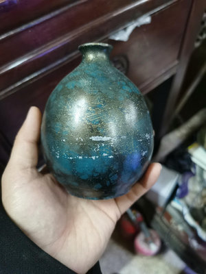 銅花瓶，日本回流，綠斑銅花瓶