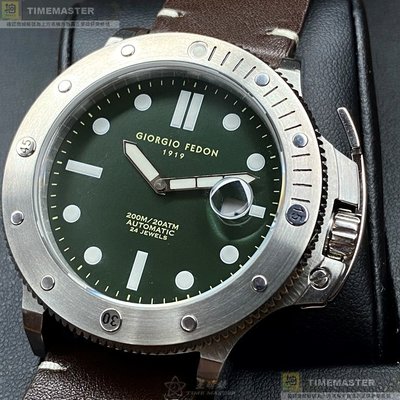 GiorgioFedon1919手錶,編號GF00034,46mm銀錶殼,咖啡色錶帶款