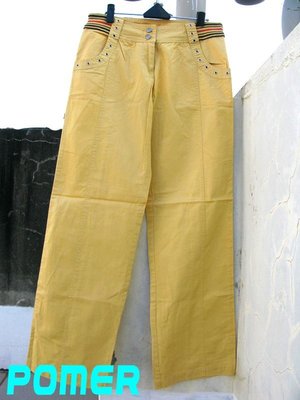 ☆POMER☆香港品牌ENTER & MIND1969 歐美個性混搭率性時尚單品 紅黑線條質感黃色舒適運動風長褲 休閒褲