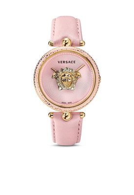 Coco小舖 Versace Palazzo Empire Leather Strap Watch 凡賽斯粉紅皮錶帶手錶