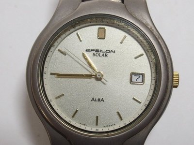 【精工錶】 SEIKO  ALBA  EPSILON  SOLAR 太陽能錶  鈦金屬 紳士腕錶，  功能正常