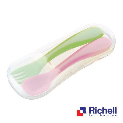 Richell ND嬰兒用湯匙叉(附收納盒) 離乳餐具/離乳/湯匙/叉子