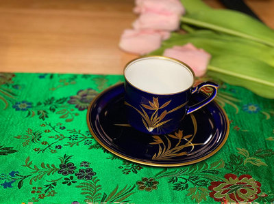 日本 香蘭社 帝王藍 咖啡杯 昭和50年  全新全品 描金完