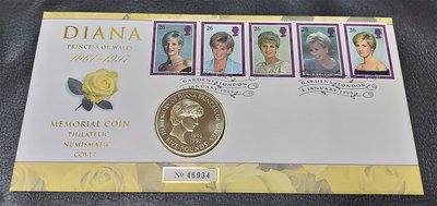 【有一套郵便局】英國已故黛安娜王妃郵票(5枚)及 1枚紀念幣1961-1997 DIANA (22)