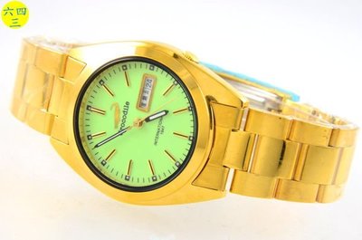 (六四三精品)鱷魚牌錶徑3.5公分五號仔款式.螢光面盤.金色錶殼精準錶!