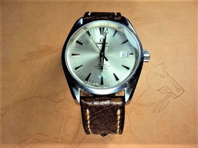 OMEGA義大利冰裂紋手工錶帶可訂各廠牌代用錶帶OMEGA Italy ice crack cowskin strap