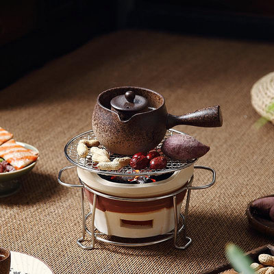 圍爐罐罐煮茶器側把茶壺粗陶瓷戶外小茶爐子燒家用炭火室內電陶爐