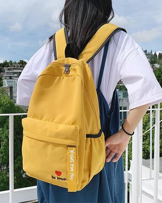 FINDSENSE X 韓國 女款 流行時尚 少女愛心圖案 大容量 帆布包包 學生書包 雙肩包 後背包
