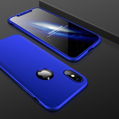 GMO 贈軟膜iPhone Xs X 5.8吋GKK360度3段全包殼完美包覆手機殼藍色保護殼手機套保護套