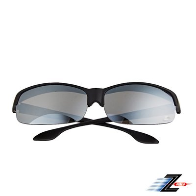 【Z-POLS】半框設計包覆式套鏡 頂級PC電鍍水銀黑抗UV400太陽眼鏡(輕量化設計 近視族必備)