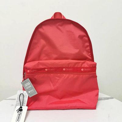 小Z代購#Lesportsac 橘紅 刺繡背帶 降落傘防水包 雙肩後背包 7812 款 後背包