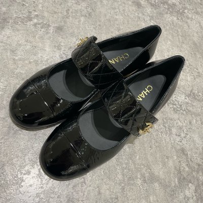 Chanel 跟鞋 瑪莉珍鞋 漆皮黑色 尺寸38《精品女王全新&二手》