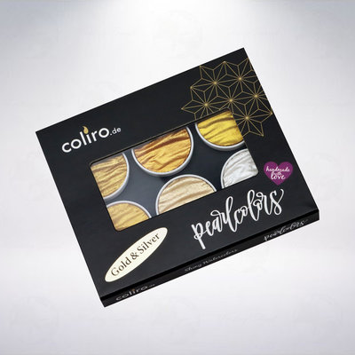 德國 Coliro Watercolor Palette 馬口鐵盒裝珠光水彩粉餅組: 金銀/Gold&Silver