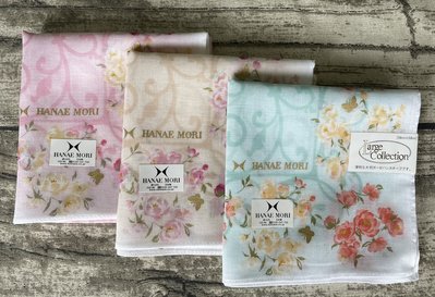 日本製 HANAE MORI 綿質 方巾 手帕 領巾 -花