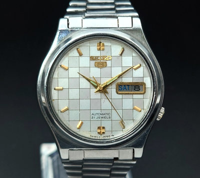 1976年 精工 西洋棋格紋面盤 自動錶 SEIKO 7009-3041
