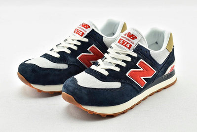 【實拍】NEW BALANCE 574 慢跑鞋 NB574 深藍紅 膠底 復古 麂皮 男女鞋