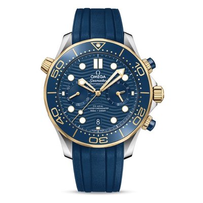【玩錶交流】全新品 OMEGA Seamaster 黃K金大海馬 藍色 計時 44mm  21022445103001