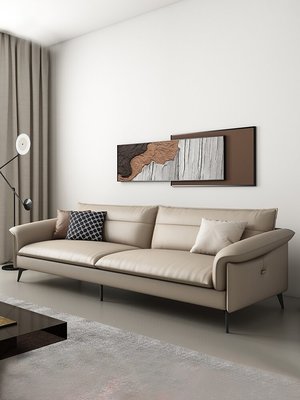 极简风真皮沙发头层牛皮客厅现代小户型意式三人组合北欧高档沙发