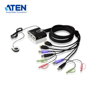 【預購】ATEN CS692 2埠USB HDMI/音訊 帶線式KVM多電腦切換器 (外接式切換按鍵)