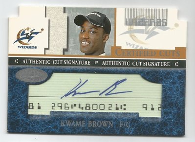 【MBC】Kwame Brown 2001-2002 Hoops Certified Cuts 狀元新人支票簽名卡