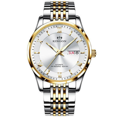現貨男士手錶腕錶手錶男錶機械錶新款鋼帶夜光雙日歷簡約男士手錶全自動機械錶防水