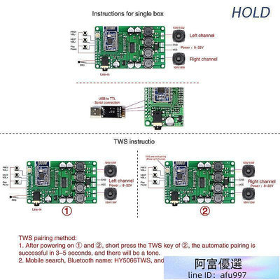 HOLD 5.0功放板20W  30W單聲道立體聲放大器TWS AUX支持