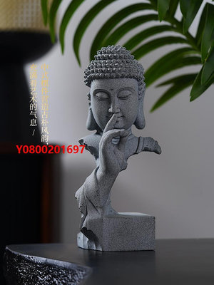 佛像“噓，不要說話 保持沉默”中式青砂石釋迦牟尼佛像 創意桌面擺件