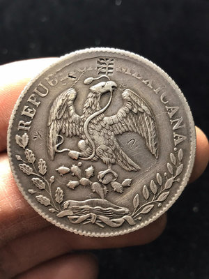 墨西哥鷹洋 墨西哥鷹洋銀幣 洋字戳 年份看不清 品相如圖