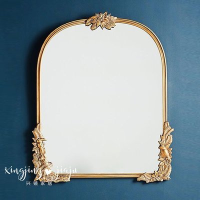 特賣- 新古典鏡法式復古鏡子定制衛生間掛墻式化妝鏡雕花鏡美式浴室鏡子