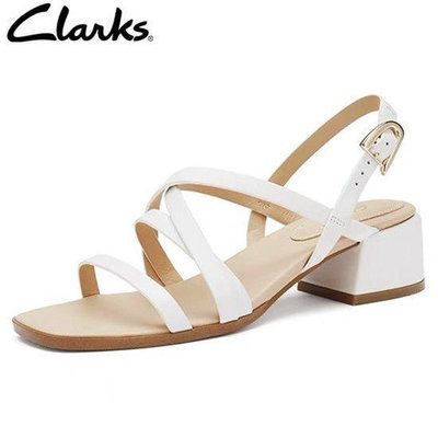 【現貨精選】Clarks 新品其樂女鞋夏季新款細帶粗中跟方頭女涼鞋 Landra35 Strap