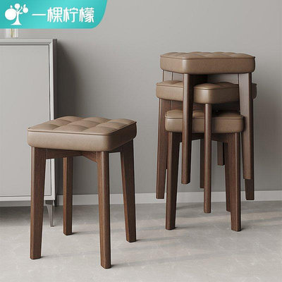 【現貨精選】實木凳子家用現代可疊摞方凳客廳加厚餐桌椅子簡約木頭小板凳矮凳