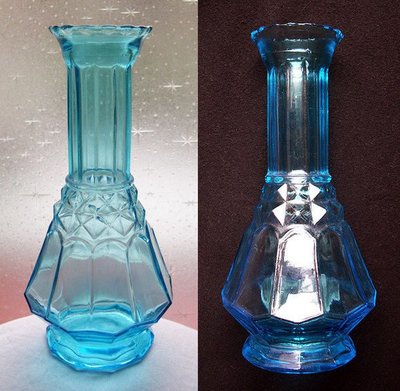 八角老玻璃瓶藍玻璃花瓶花器媲美琉璃台灣民藝玻璃工藝品玻璃藝術品【心生活美學】