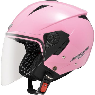 Astone 安全帽亮面素色半罩內建墨鏡RST 淺粉紅