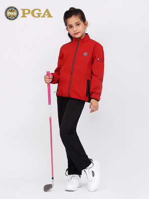 美國PGA兒童高爾夫服裝秋冬青少年時尚女童外套長袖衣服褲子套裝