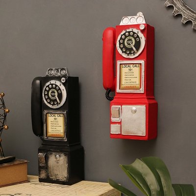熱銷 擺件美式鄉村家裝樹脂電話擺件 工藝品裝飾擺件 電影拍攝電話模型 可開發票