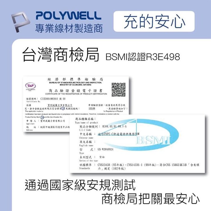 【珍愛頌】寶利威爾 PD迷你快充頭 20W Type-C充電頭 豆腐頭 適用蘋果iPhone安卓 POLYWELL