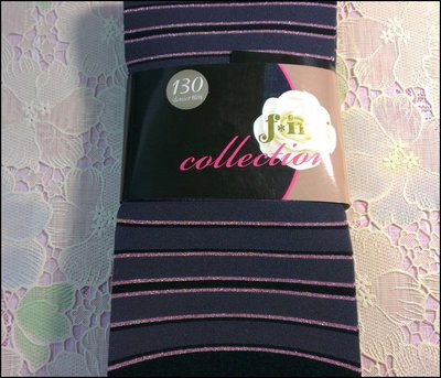 (*_*)蕾卡小舖~~福助  fing  蓄熱保暖 褲襪  粉紅色金蔥橫紋 全版130D~ 特價W