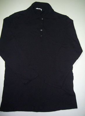日貨正品ZUUNI * 黑色素面襯衫領排釦七分袖針織棉T