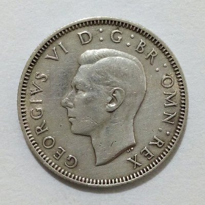 英國1945年(蘇格蘭版)喬治六世1先令銀幣 - 如圖所示帶有原銀光品相
